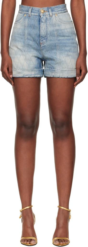 Balmain Blue Diamond Denim Shorts 1