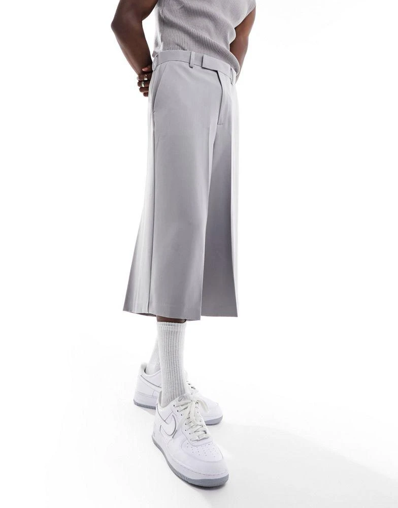 ASOS ASOS DESIGN smart cropped trousers in light grey 5