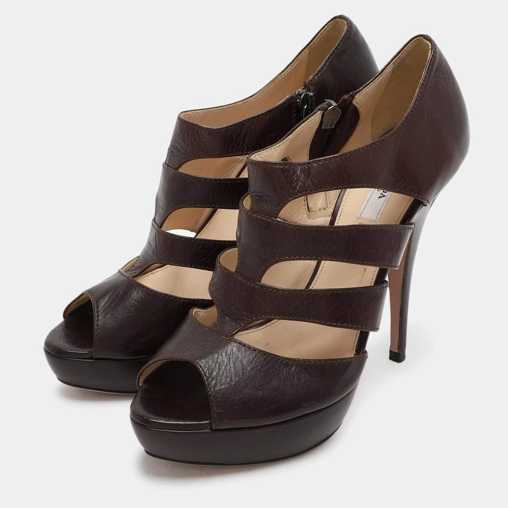 Prada Prada Brown Leather Caged Booties Size 38 2