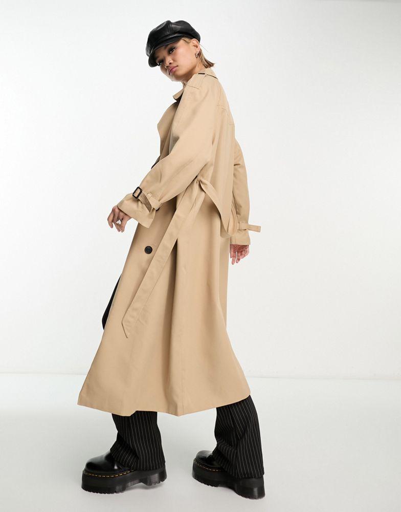 ONLY ONLY double breasted trench coat in camel