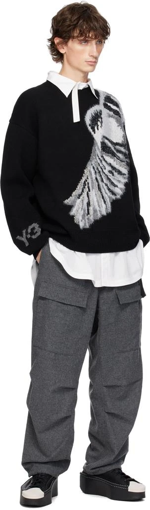Y-3 Black Graphic Knit Sweater 4