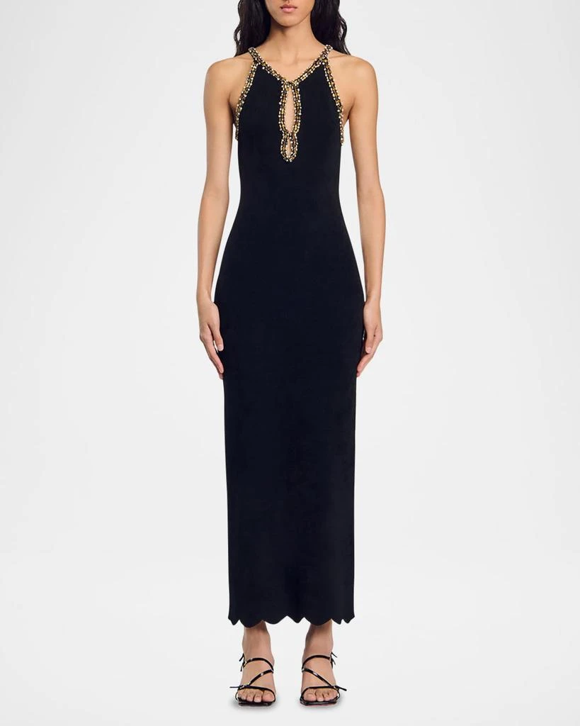 Sandro Jenna Beaded Velvet Knit Midi Dress - Dresses & Skirts - Free  Shipping - BeyondStyle