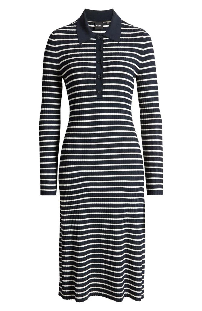 Hugo Boss Filblue Stripe Long Sleeve Dress 5