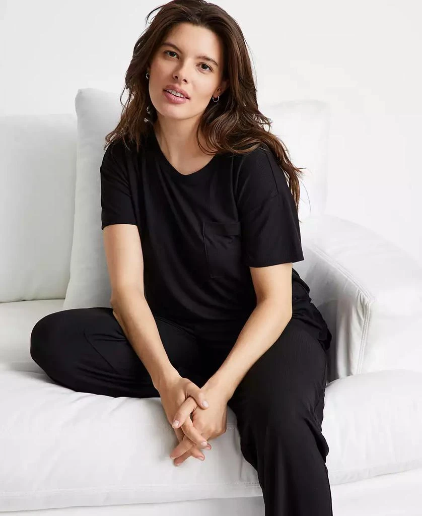State of Day Women's 2-Pc. Ribbed Short-Sleeve Pajamas Set, Created for Macy's 1