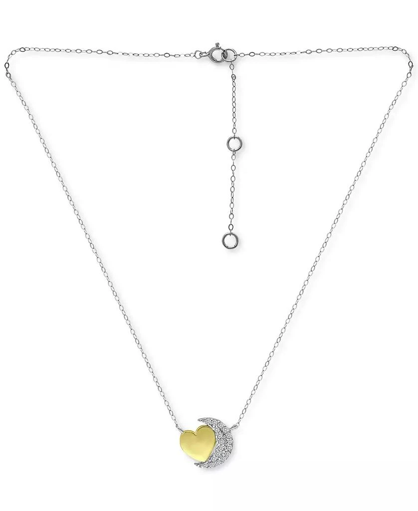 Giani Bernini Cubic Zirconia Crescent Moon & Heart 16" Pendant Necklace in Sterling Silver & 18k Gold-Plate, Created for Macy's (Also in Sterling Silver) 3