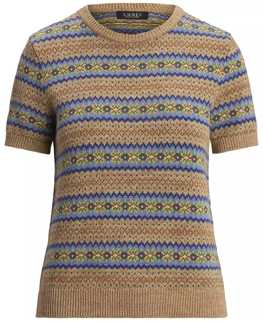 Ralph Lauren Women's Fair Isle Short-Sleeve Sweater, Regular & Petite 7