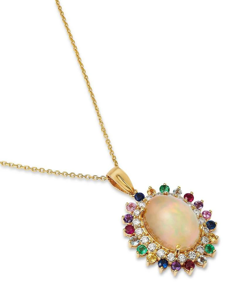 Bloomingdale
s Fine Collection Opal, Multi Gemstone 
Diamond Halo Pendant Necklace in 14K Yellow Gold, 16" 3