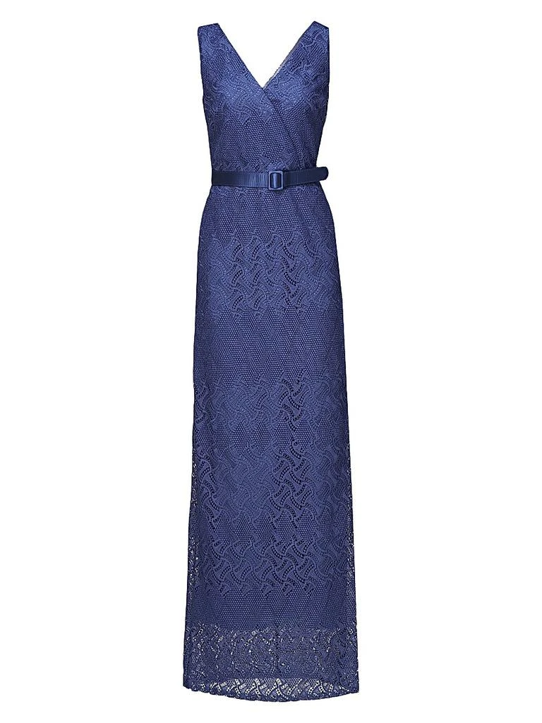 Kay Unger Hendrix Belted Lace Column Gown 1