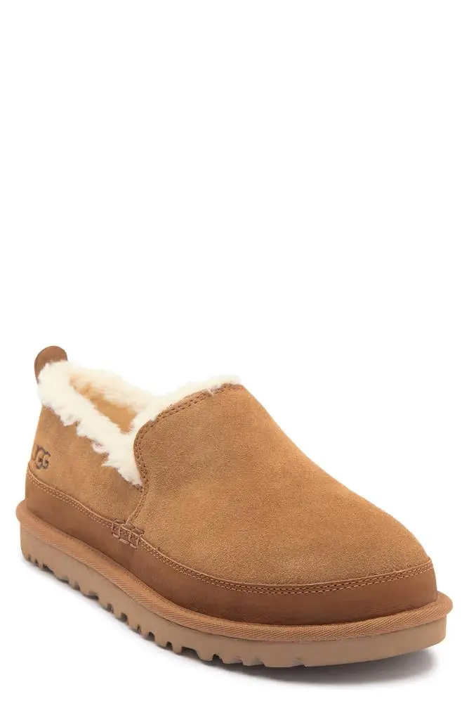 Ugg Loafer Men 10 Slipper Suede Leather Shoe Sheepskin Lining Comfort Core Ex UGG Slippers Mens 10 Shearling Slip On Flats Black Suede  main image 2