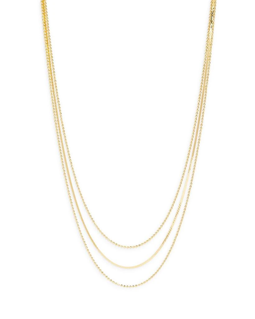 Argento Vivo Ball & Herringbone Chain Layered Necklace in 14K Gold Plated Sterling Silver, 16"-18" 1
