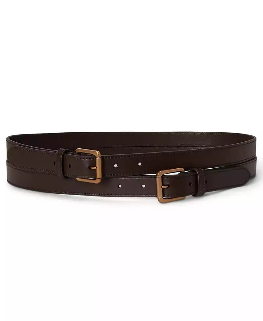 Ralph Lauren Women's Leather Double-Buckle Stacked Wide Belt