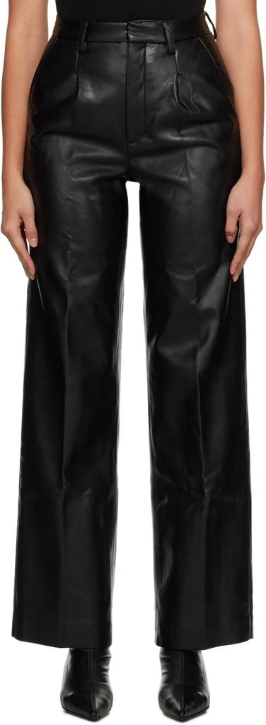ANINE BING Black Carmen Faux-Leather Pants 1