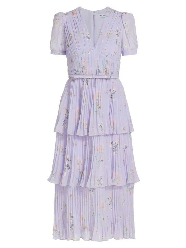 Self Portrait Floral Chiffon Tiered Midi-Dress 6