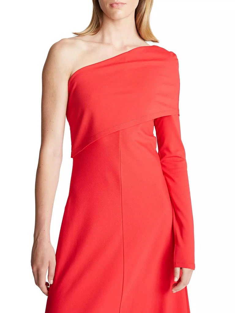 HALSTON Felice Asymmetric Jersey Midi-Dress 5