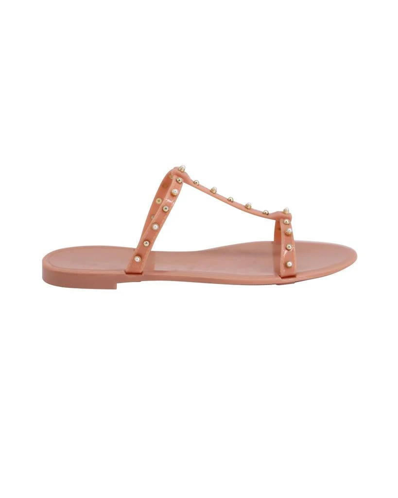 Stuart Weitzman Jelly Sandals with Pearl in Peach Pink Rubber 1