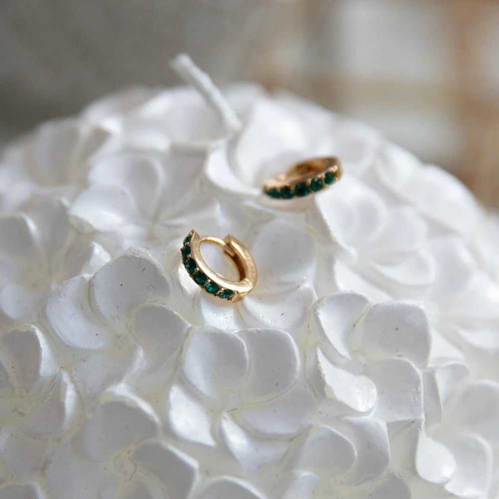 Orelia London Emerald Huggie Hoop Earrings Made With Swarovski Crystals 5