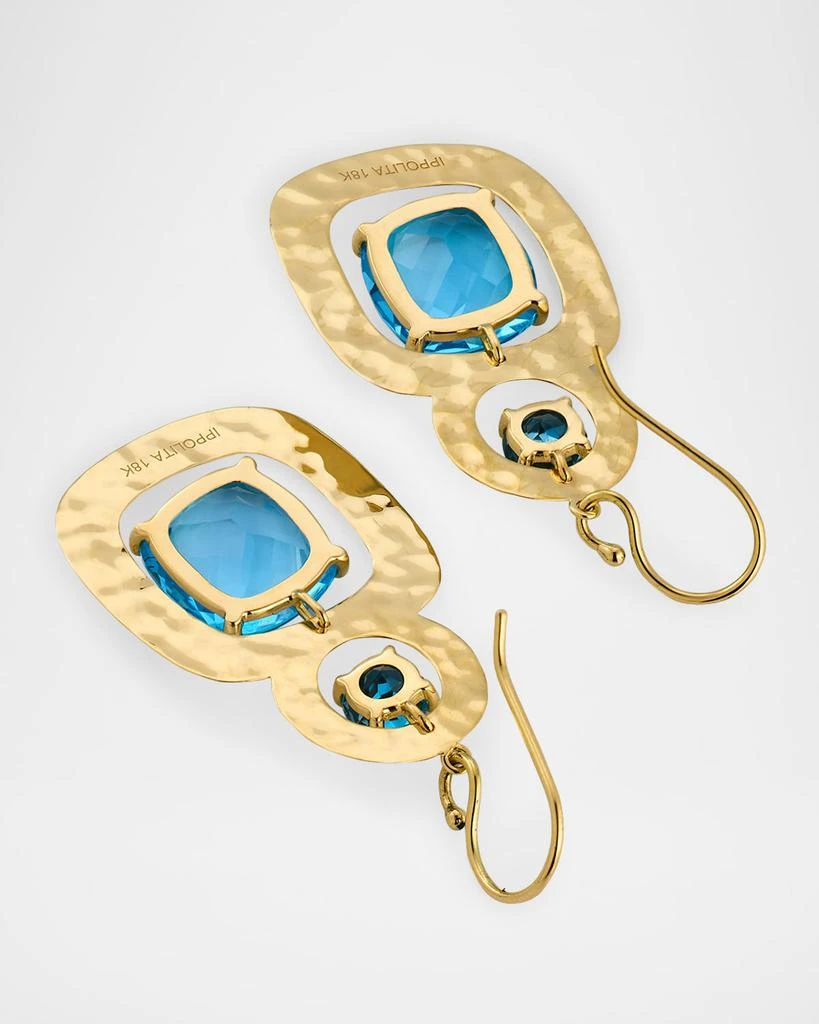 Ippolita Rock Candy 18K Yellow Gold Crinkled 2-Stone Earrings with Blue Topaz 4