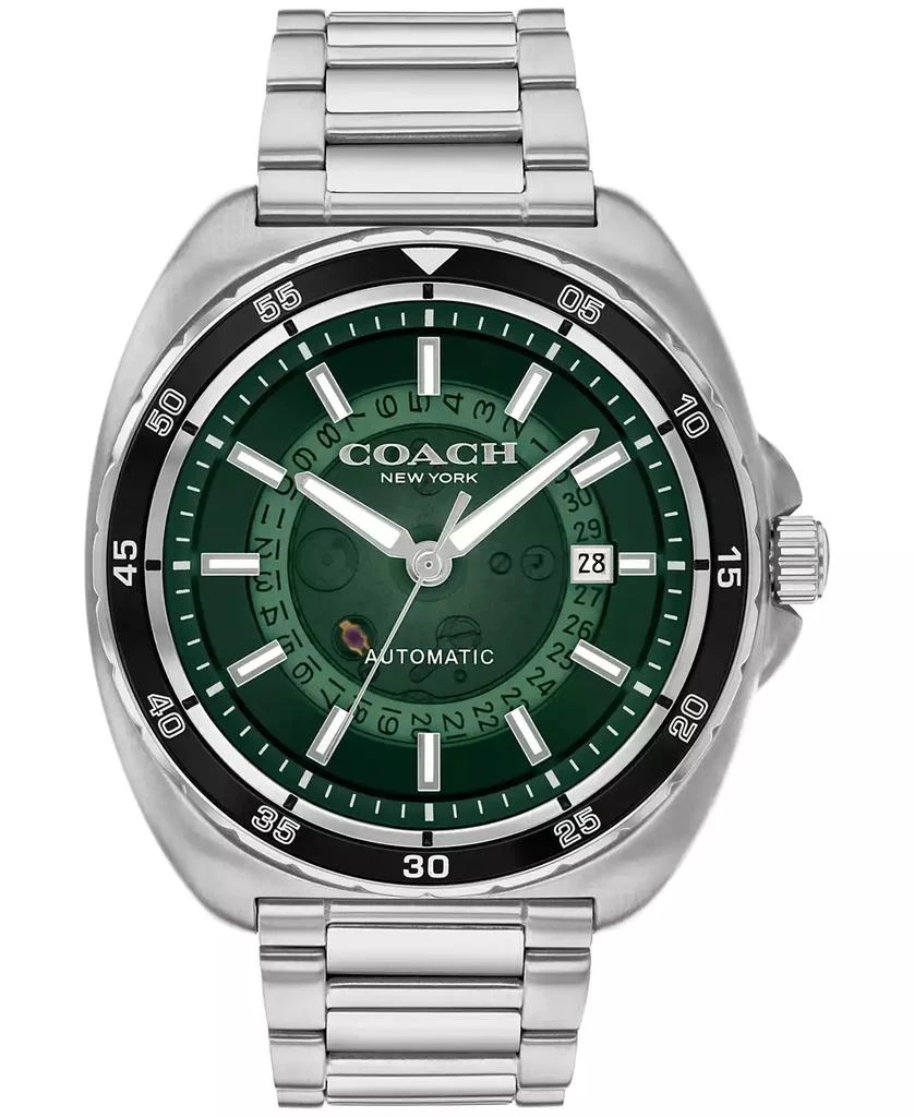 Coach Men's Automatic Silver Charter Stainless Steel Watch 44.5mm 1