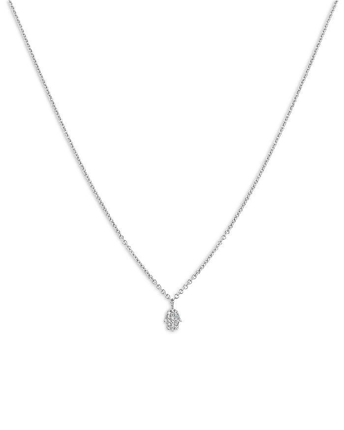 Meira T 14K White Gold Mini Diamond Hamsa Hand Pendant Necklace, 18"