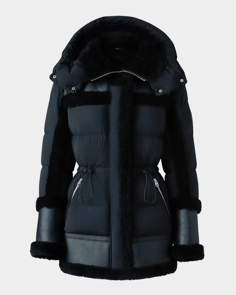 Mackage Lilibeth Mixed-Media Down Parka with Shearling and Leather 1