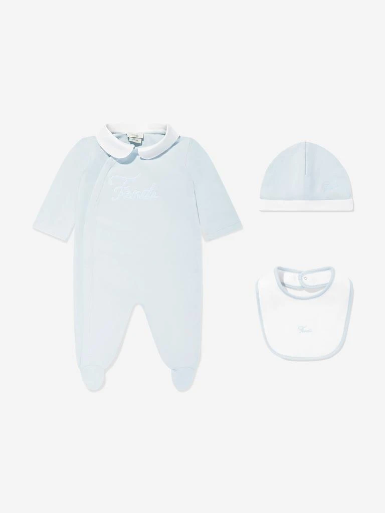 Fendi Baby Boys Logo Babygrow Set in Blue 1