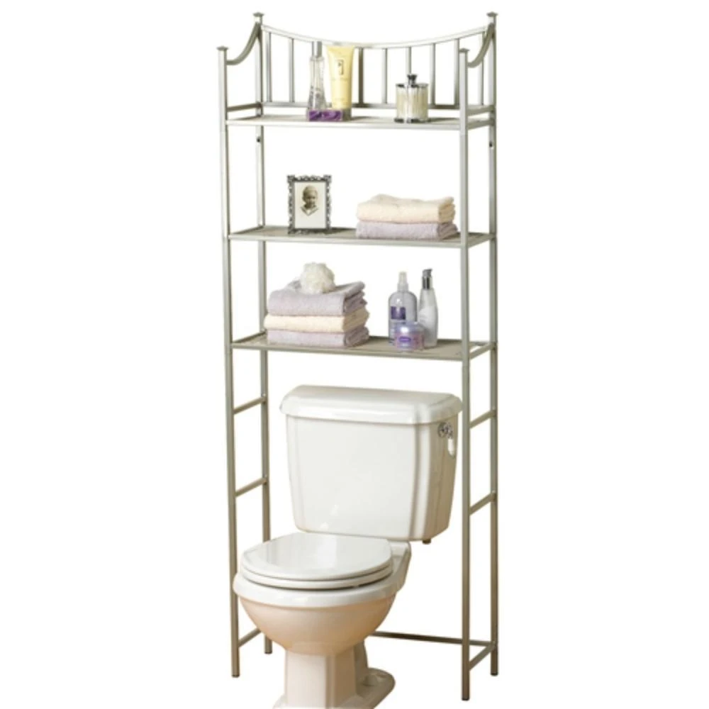 Hivvago Bathroom Space Saving Over the Toilet Linen Tower Shelving Unit in Nickel Finish