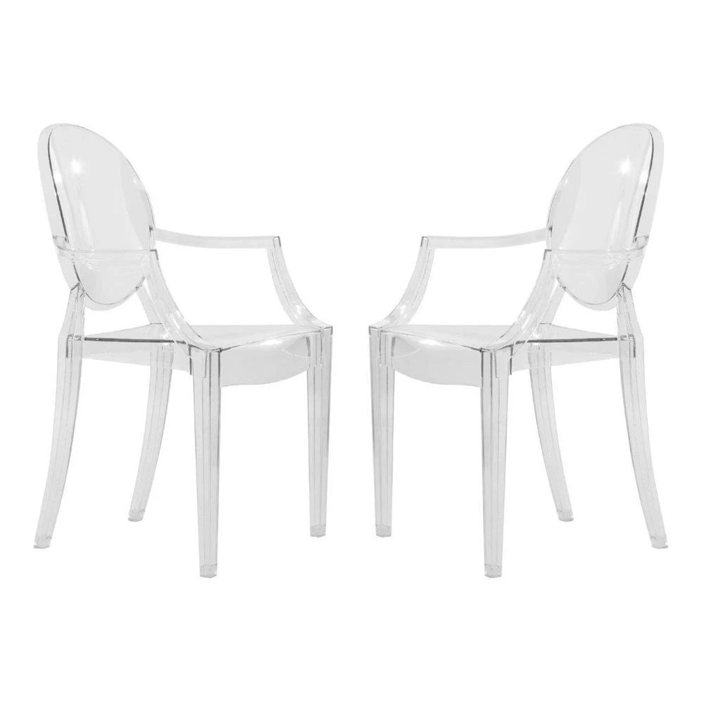 LeisureMod Carroll Modern Acrylic Dining Side Chair, Set of 2