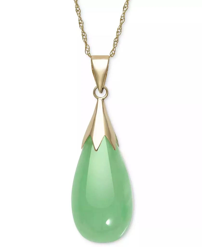 Macy
s Dyed Jade  (10 x 20mm) Elongated Teardrop Pendant Necklace in 10k Gold 2