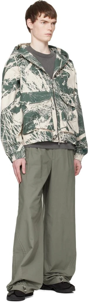 Reese Cooper Khaki Cotton Ripstop Pleated Trousers 4