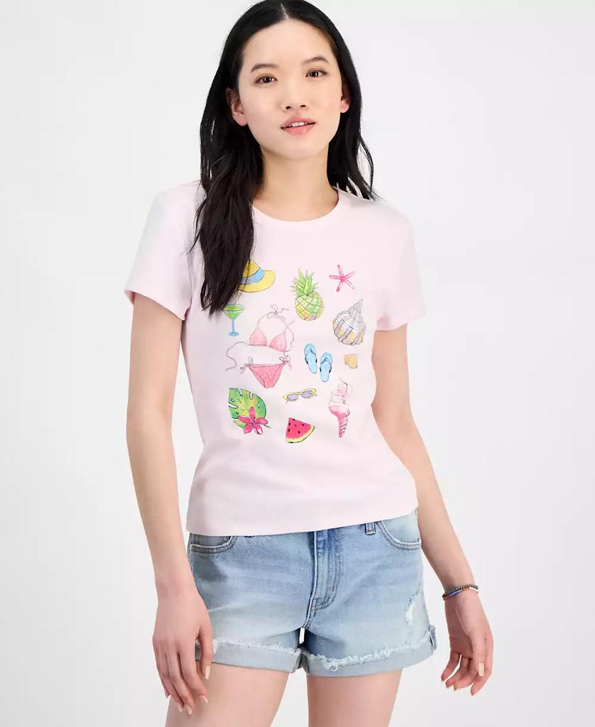 Rebellious One Juniors' Tropical Graphic Short-Sleeve T-Shirt