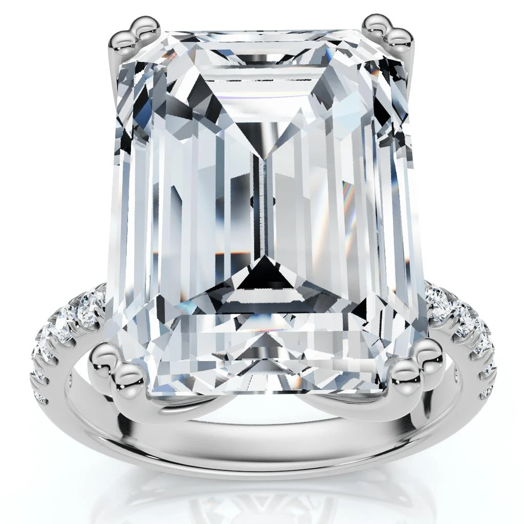 Pompeii3 Certified 10.25Ct Emerald Cut Diamond Engagement Ring 14k Gold or PT Lab Grown