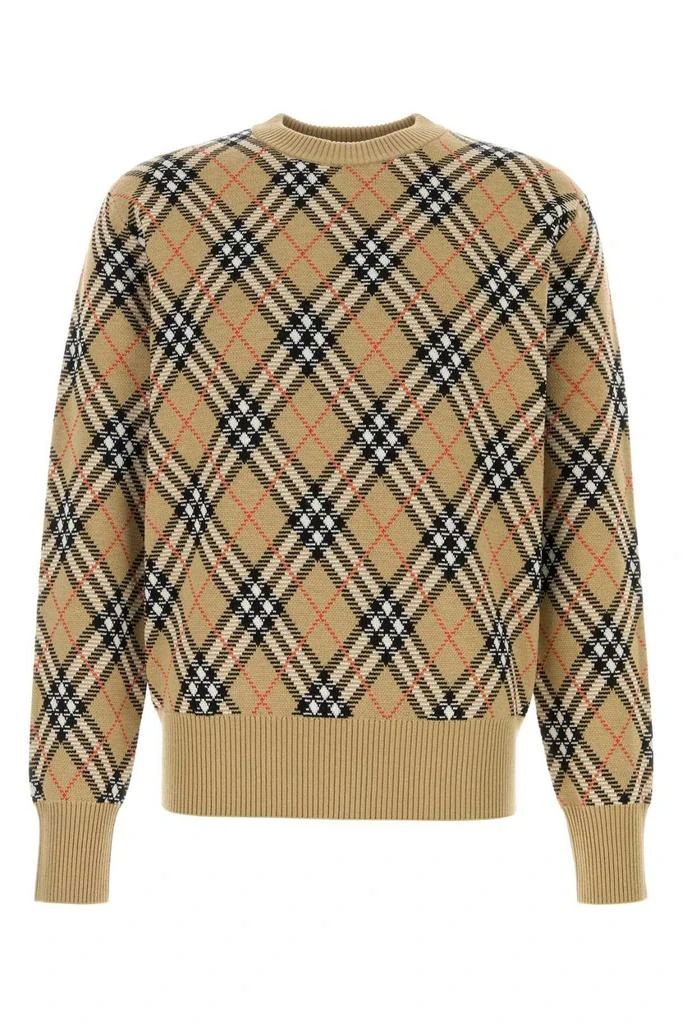 Burberry Burberry Checked Knitted Crewneck Jumper