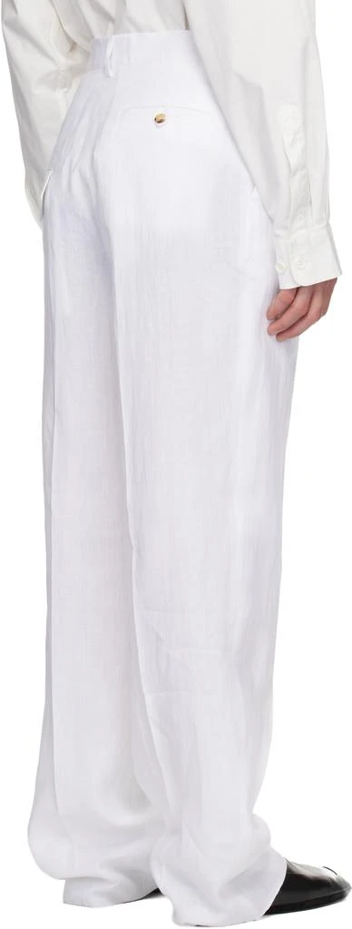 Moschino White Tailored Twist Linen Cloth Trousers 3