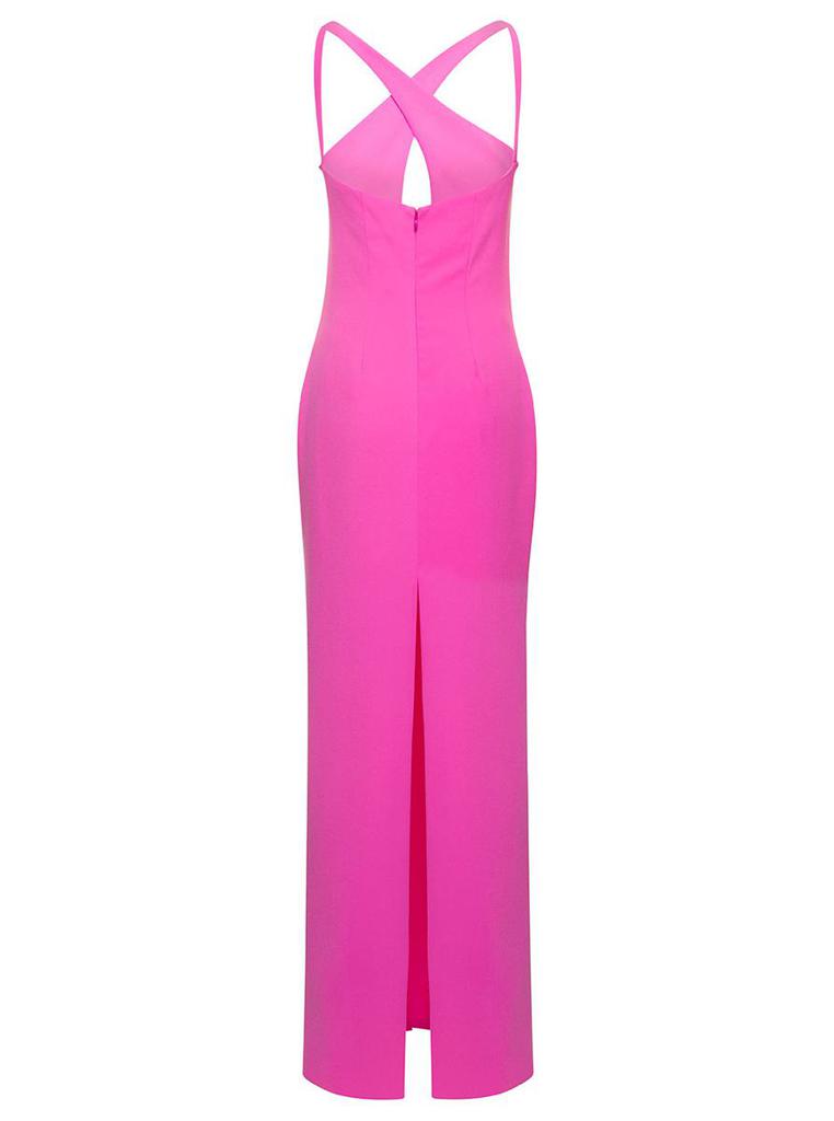 Monot Pink Halterneck Petal Cutout Dress In Tech Fabric Woman