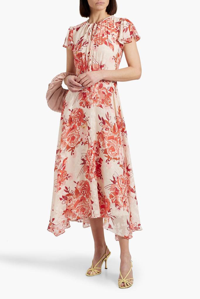 MIKAEL AGHAL Floral-print fil coupé chiffon midi dress