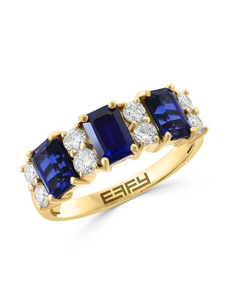 Effy 14K Yellow Gold, Lab-Grown Sapphire 
0.51 TCW Lab-Grown Diamond Ring