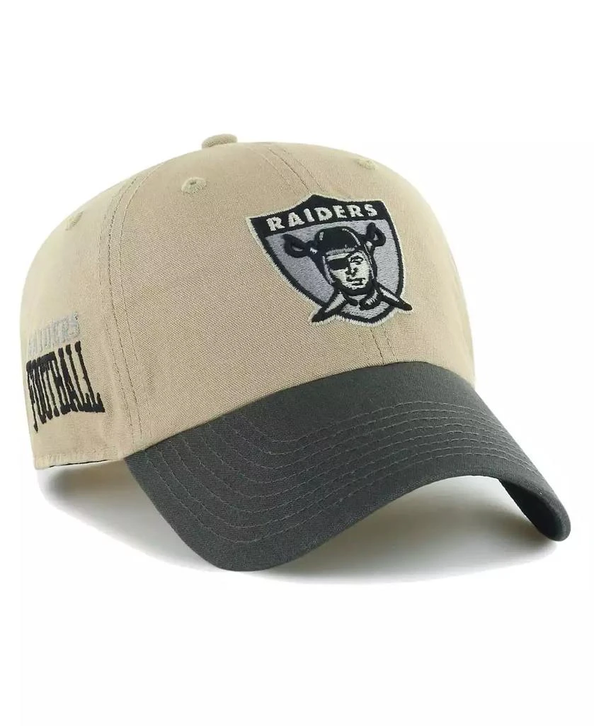 47 Brand Men's Khaki, Charcoal Las Vegas Raiders Ashford Clean Up Adjustable Hat 1