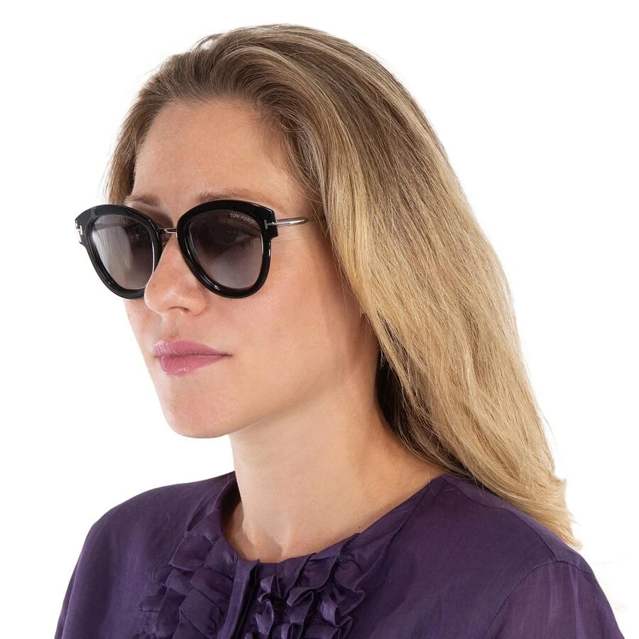 Tom Ford Mia Smoke Mirror Round Ladies Sunglasses FT0574 14C 52 2