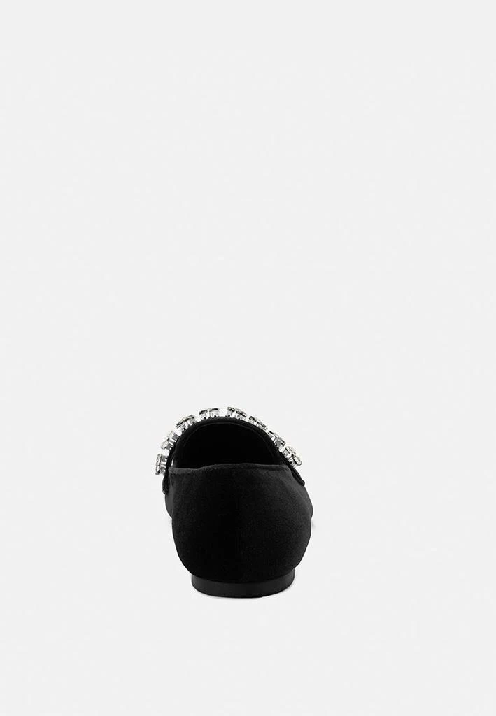 Rag & Co LAMINGTON Diamante Embellished Velvet Loafers in Black 4