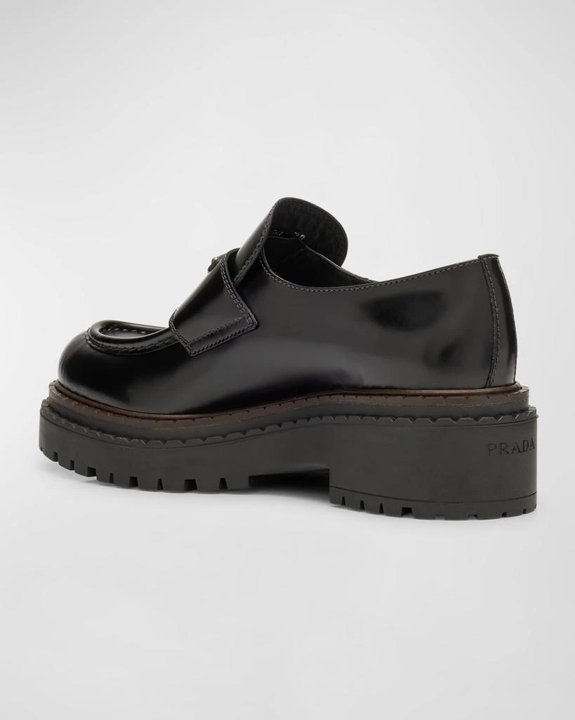 Prada Chocolate Calfskin Platform Loafers 4