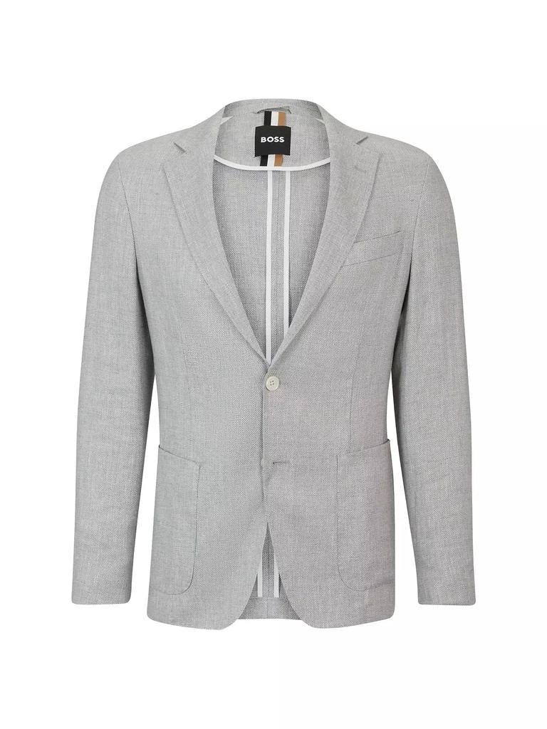 Hugo Boss Slim-Fit Jacket in a Micro-Patterned Linen Blend 2