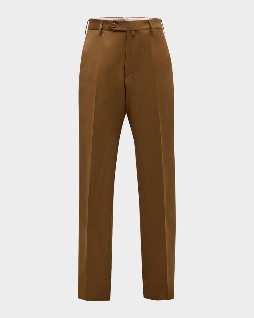 ‼️新品417EDIFICE WOOL FLANNEL TROUSERS ZEGNA Straight-Leg Pleated Wool-Flannel Trousers for Men