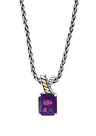 Effy 5.4 ct. t.w. Amethyst Pendant Necklace in 925 Sterling Silver and 18k Yellow Gold