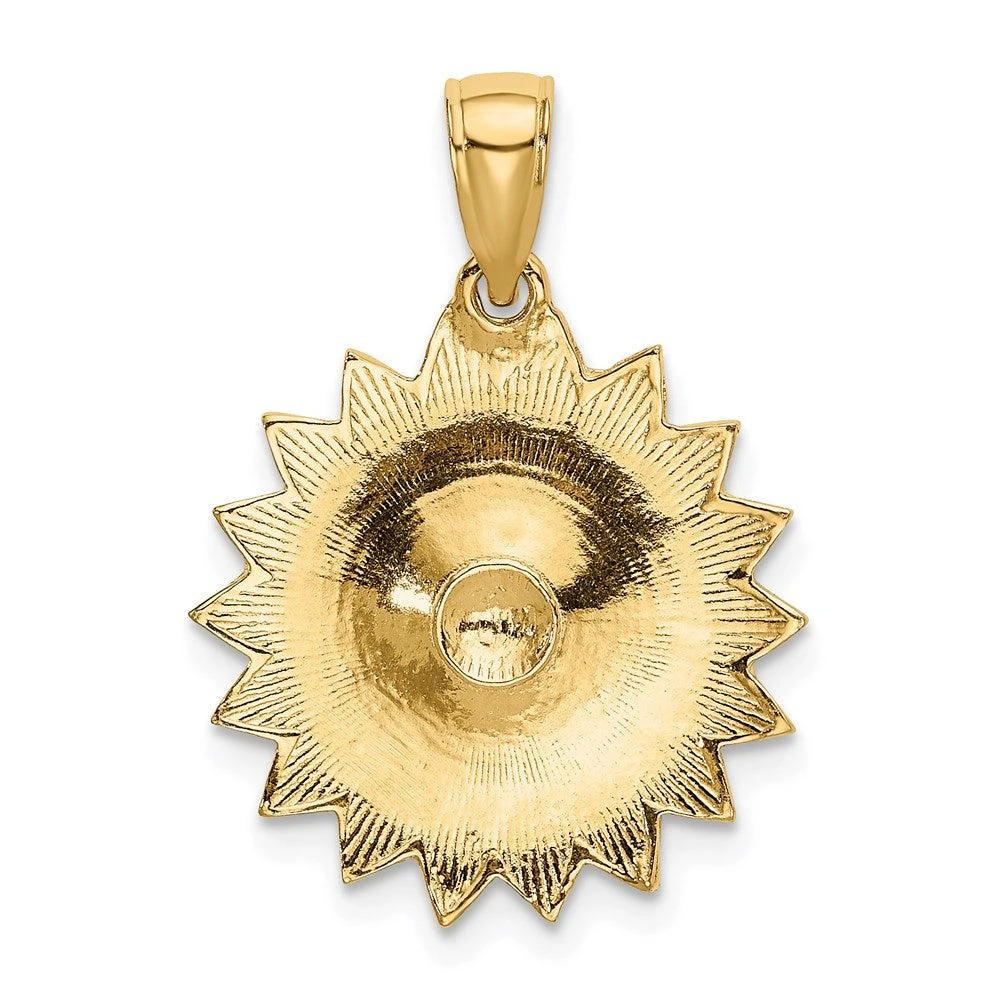 Diamond2Deal 14k Yellow Gold Enameled White Daisy Flower Pendant 3