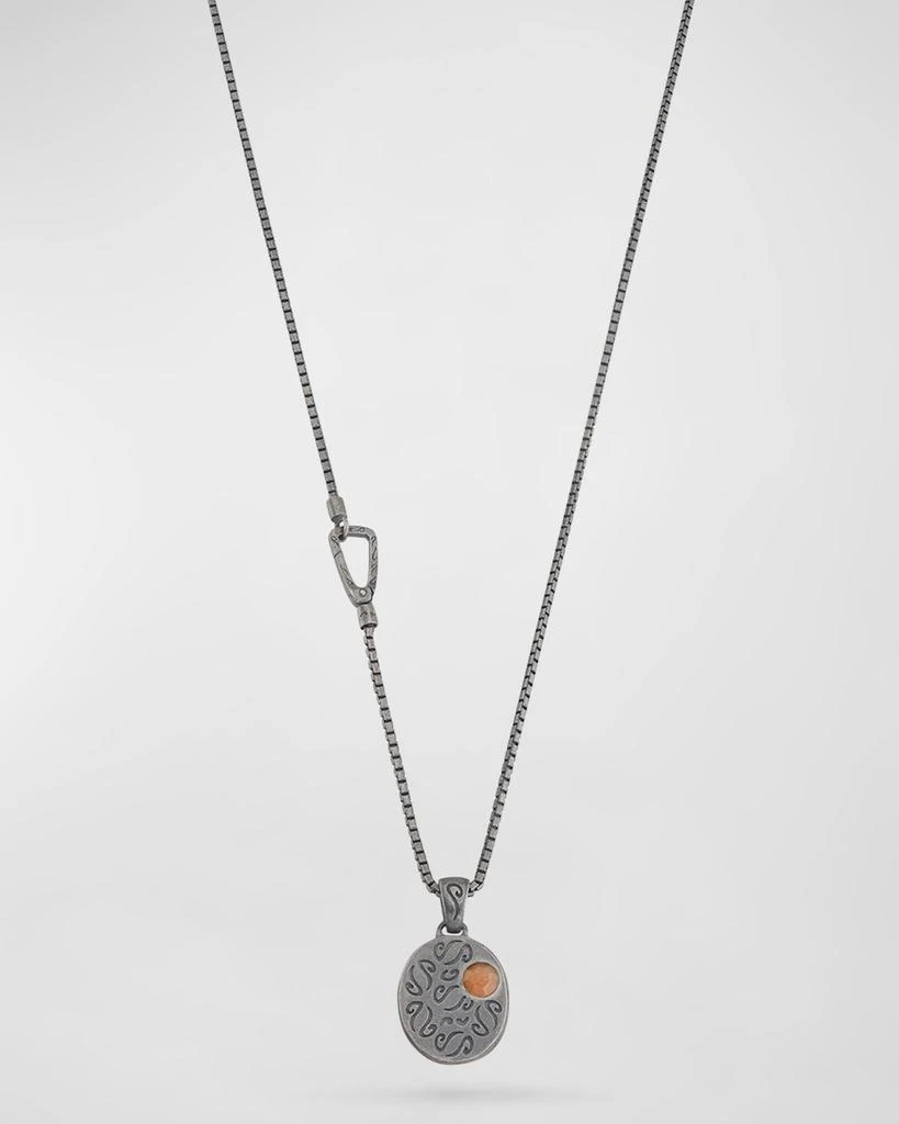 Marco Dal Maso Men's Oxidized Silver Necklace with Orange Aventurine 1