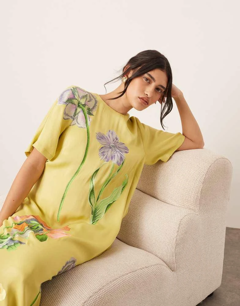green emerald velvet dress Cabo Chic Embroidered T-shirt Dress in White main image 0