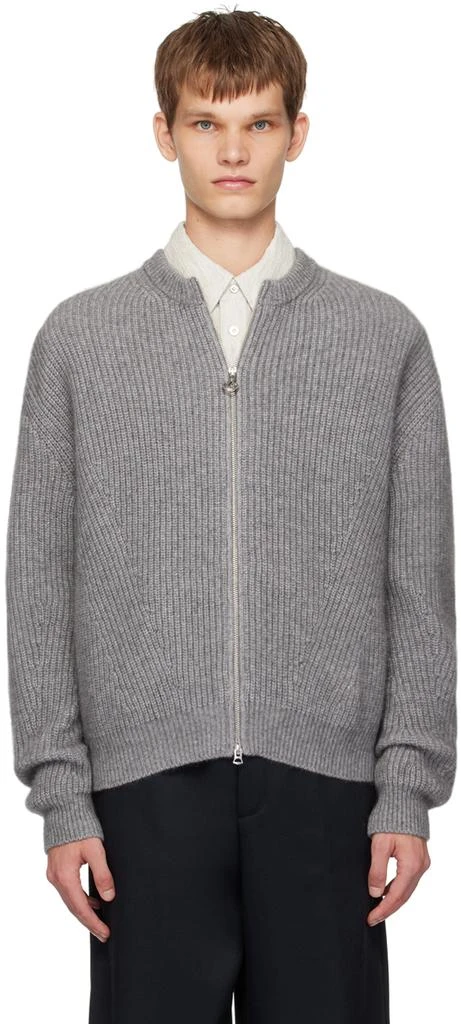 Solid Homme Gray Zip-Up Sweater 1