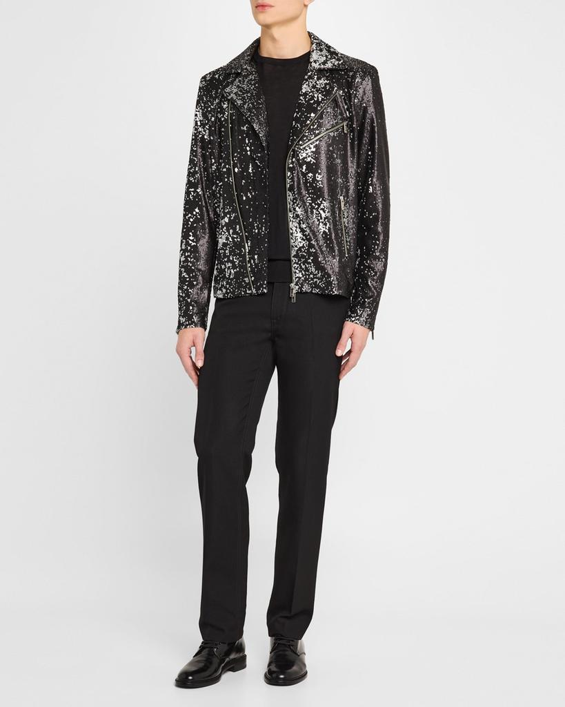 MONFRÈRE Men's Blake Noir Paillette Moto Jacket
