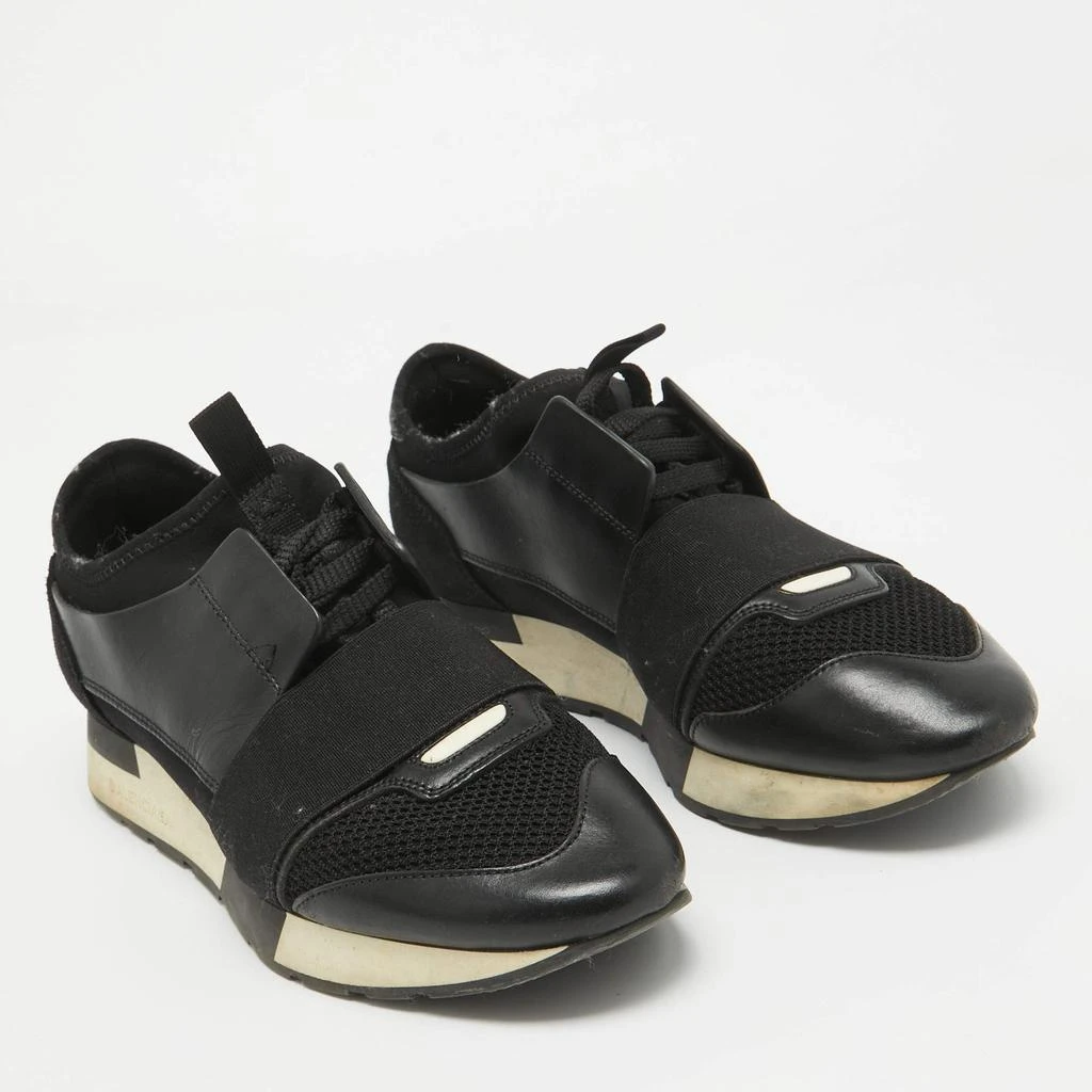 Balenciaga Balenciaga Black Leather and Mesh Race Runner Sneakers Size 38 4
