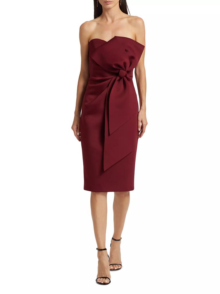 Badgley Mischka Bow-Detailed Strapless Cocktail Dress